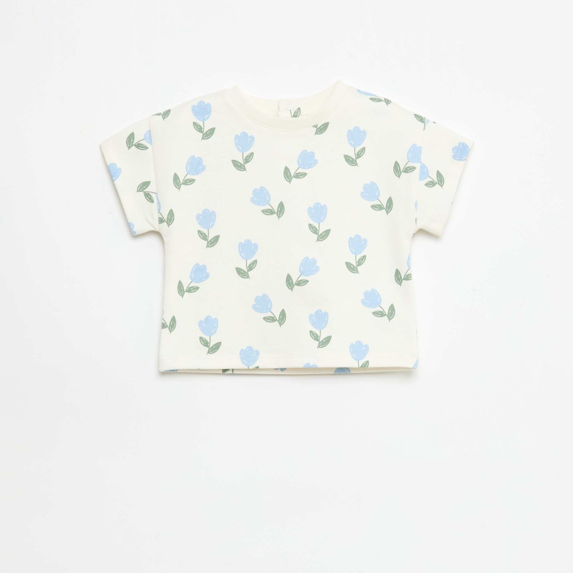 Printed 2-piece short and T-shirt set WHITE