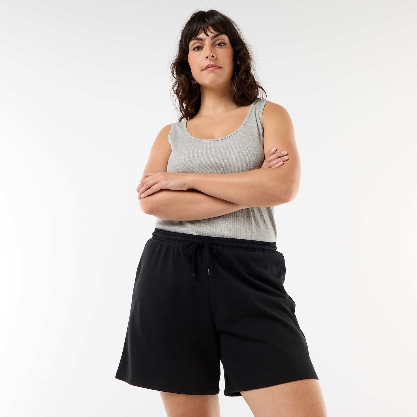 Solid Light Fleece Shorts BLACK
