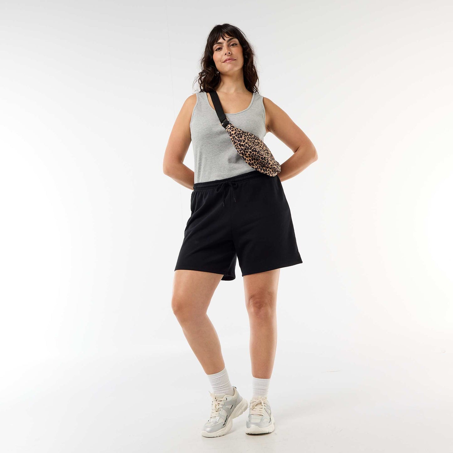 Solid Light Fleece Shorts BLACK