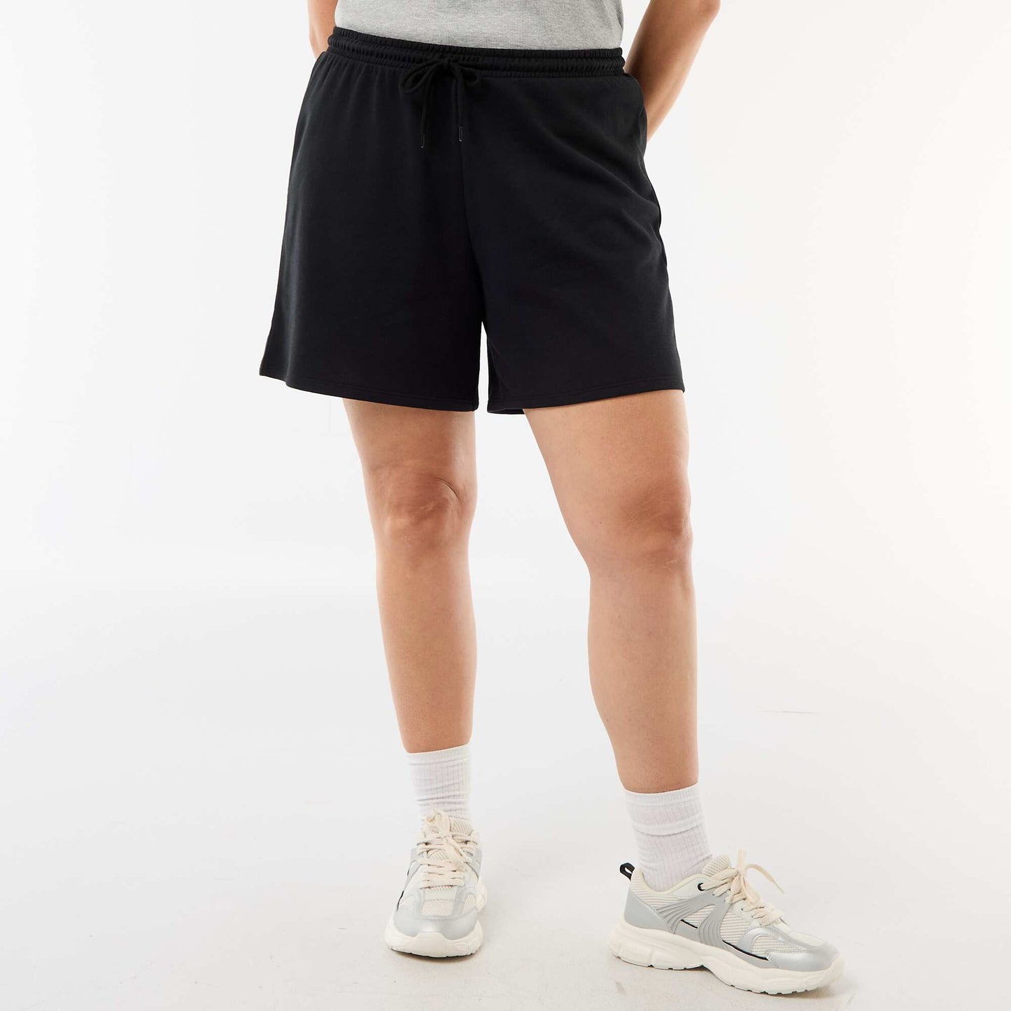 Solid Light Fleece Shorts BLACK