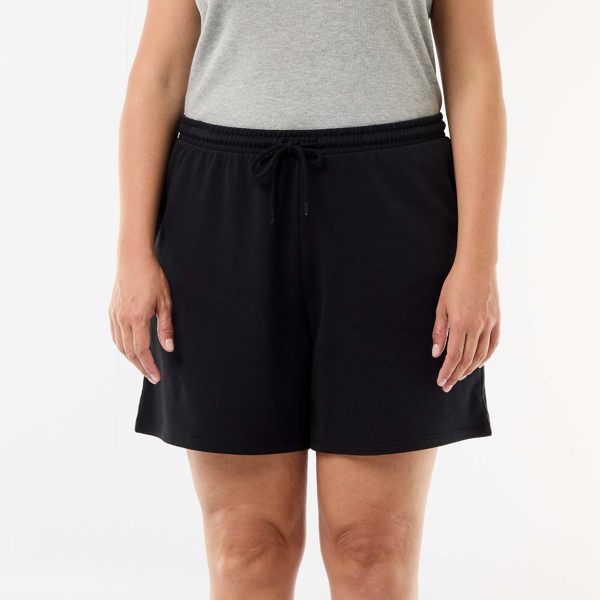 Solid Light Fleece Shorts BLACK