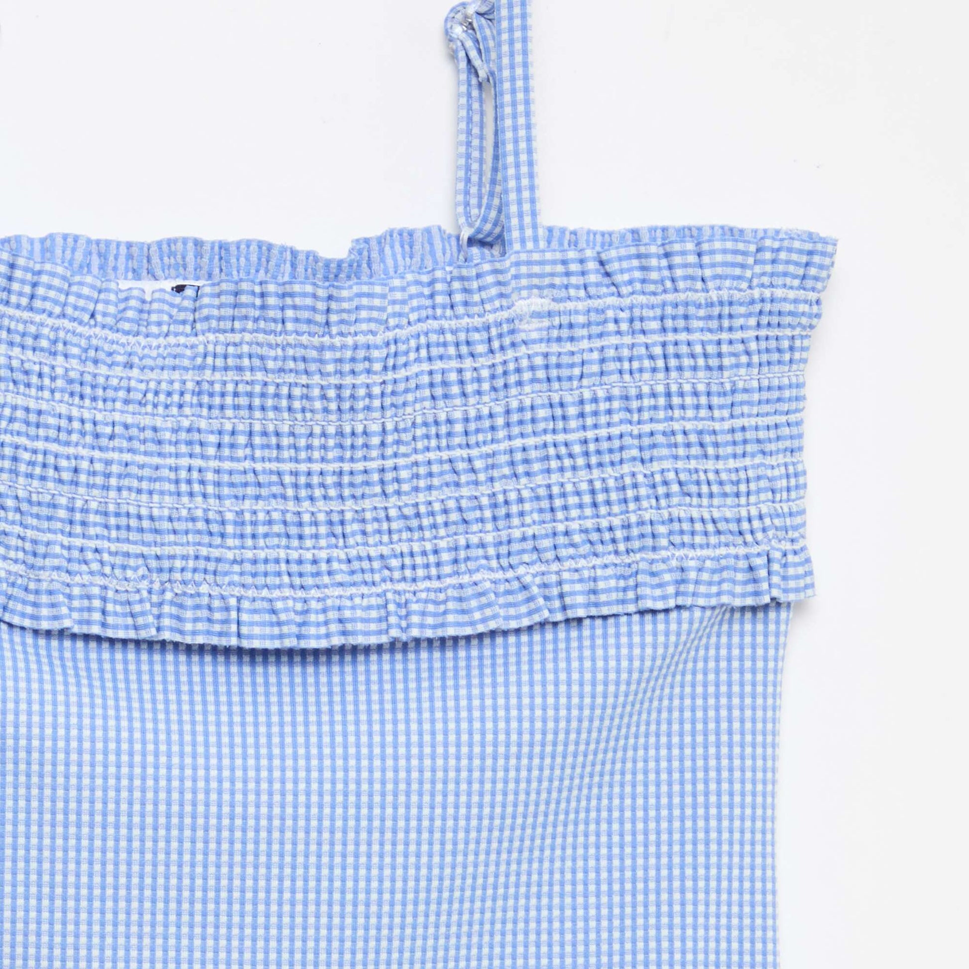 Smocked Swimsuit + Scrunchie - One-Piece BLUE