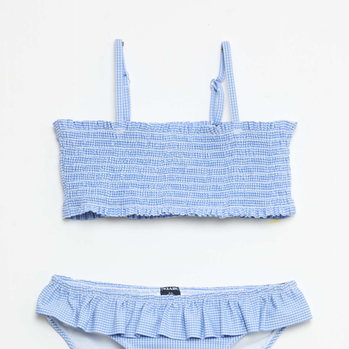 Patterned Swimsuit with Ruffles - 2 Piece BLUE