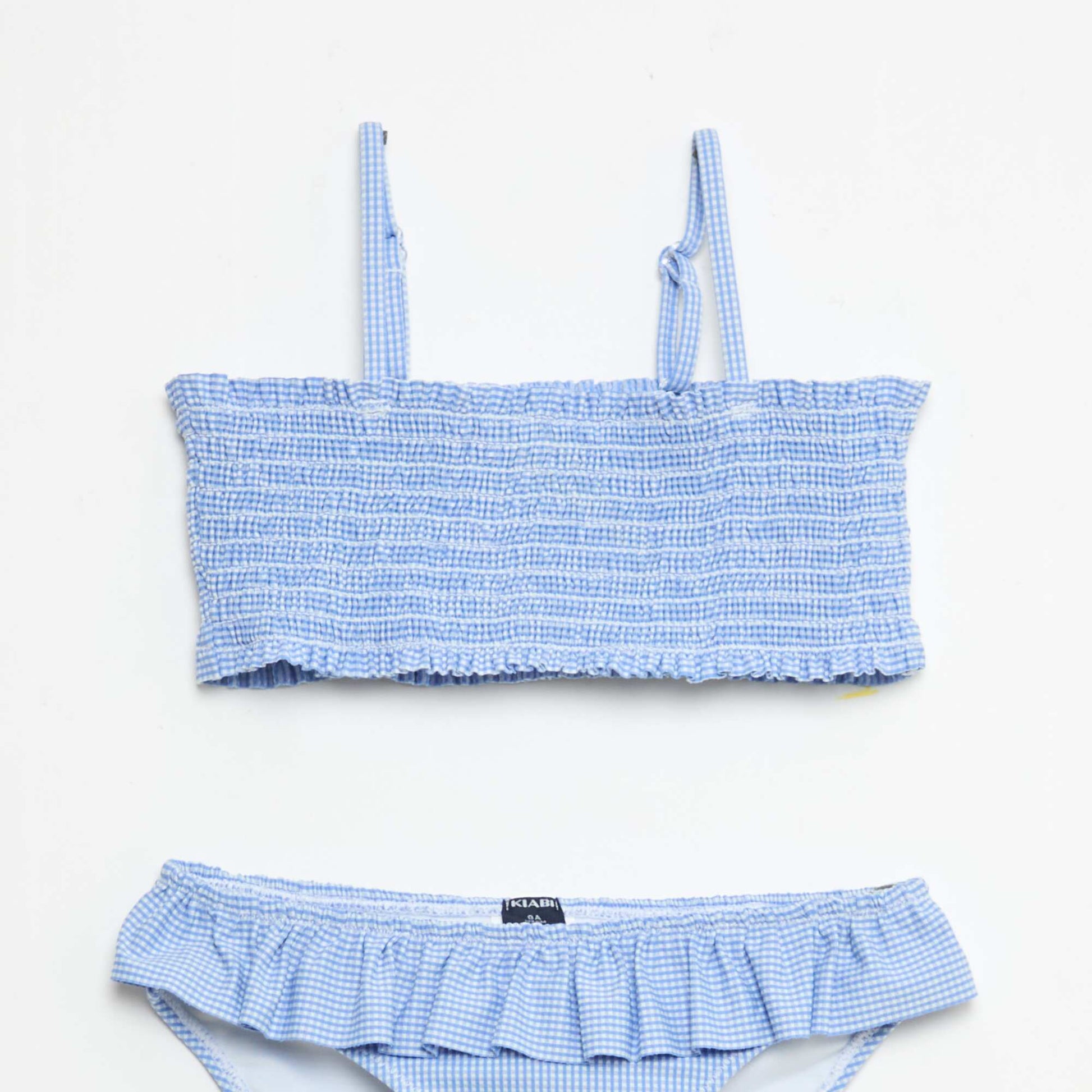 Patterned Swimsuit with Ruffles - 2 Piece BLUE