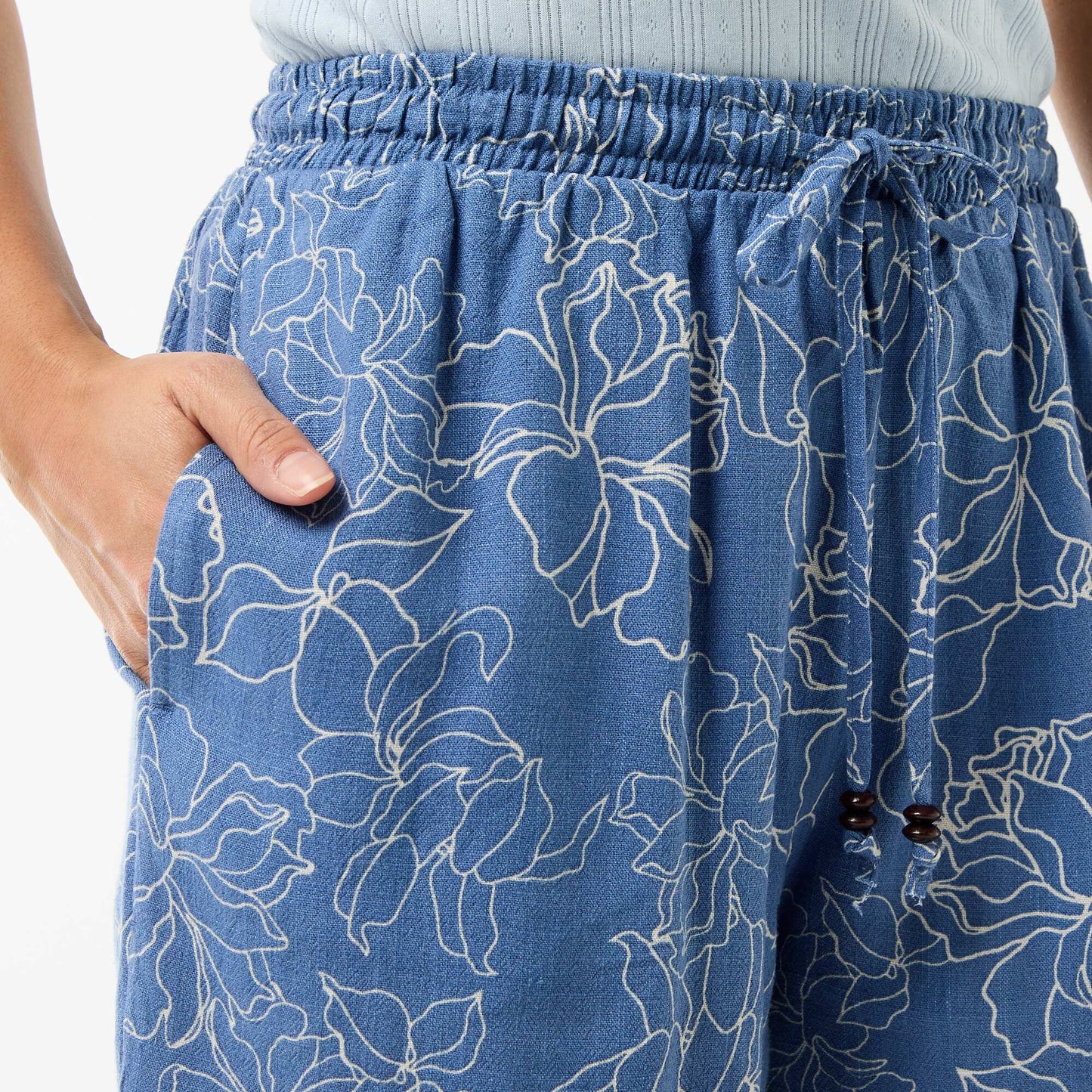 Lightweight Linen-Blend Shorts with 2 Pockets BLUE