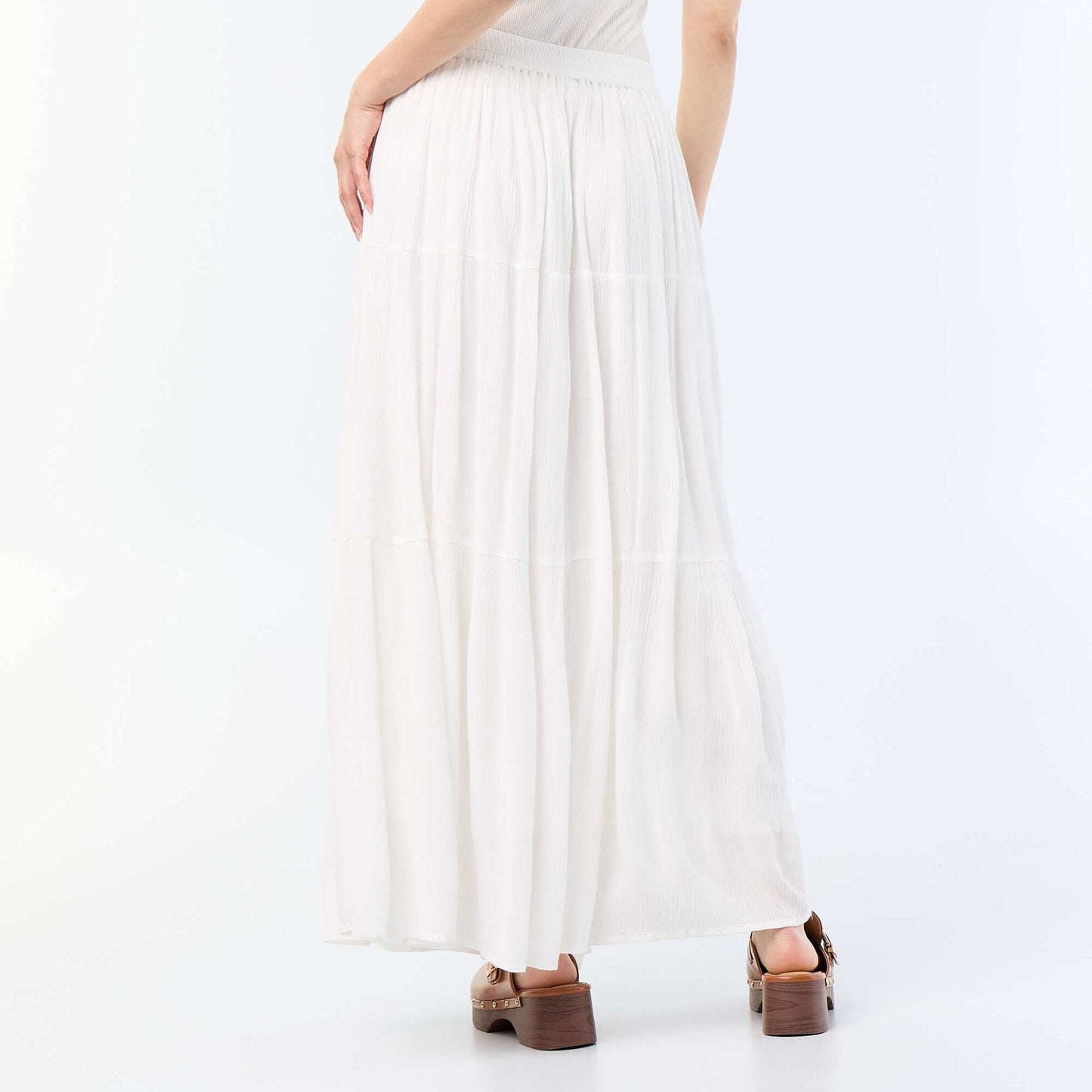 Solid Tiered Skirt WHITE