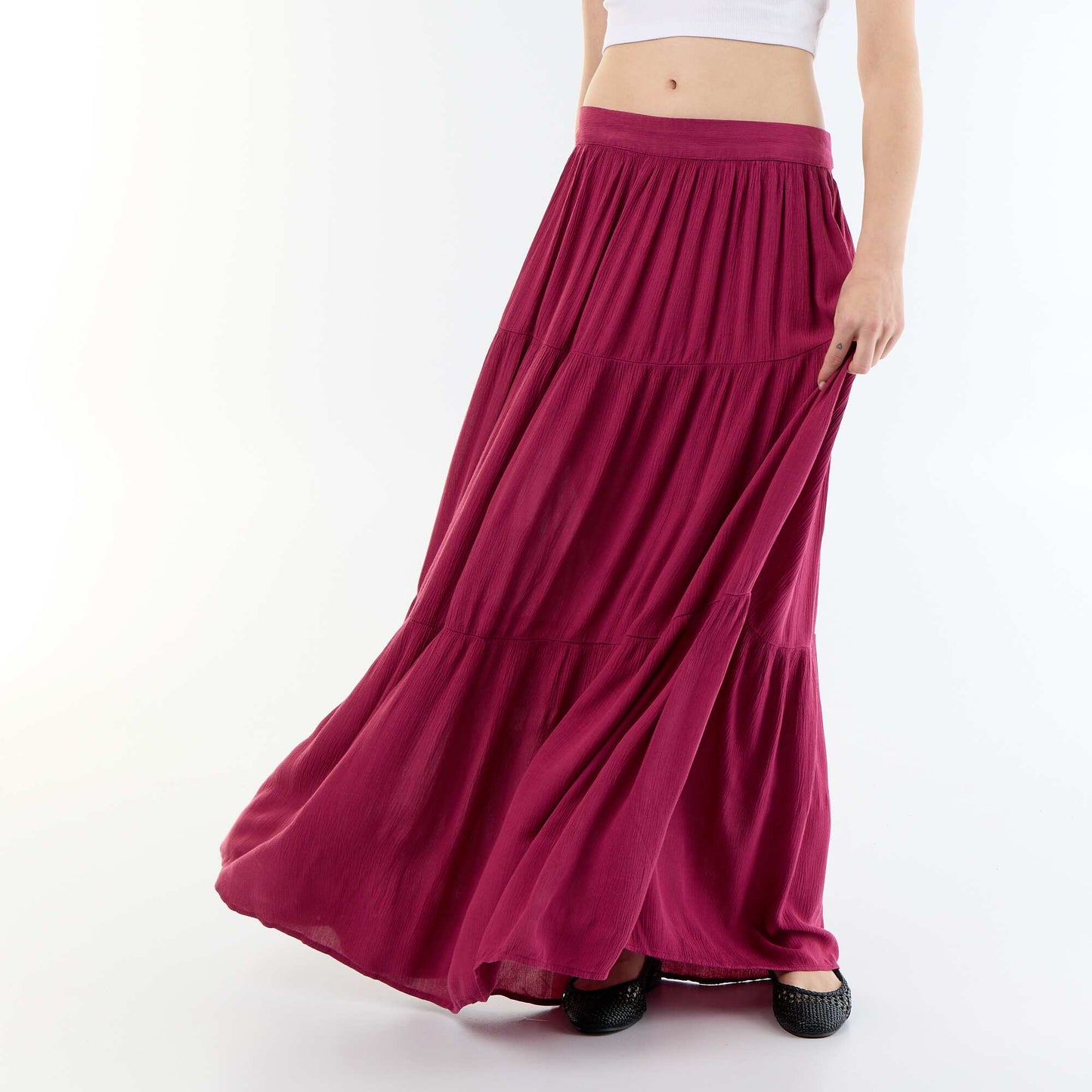 Solid Tiered Skirt PURPLE