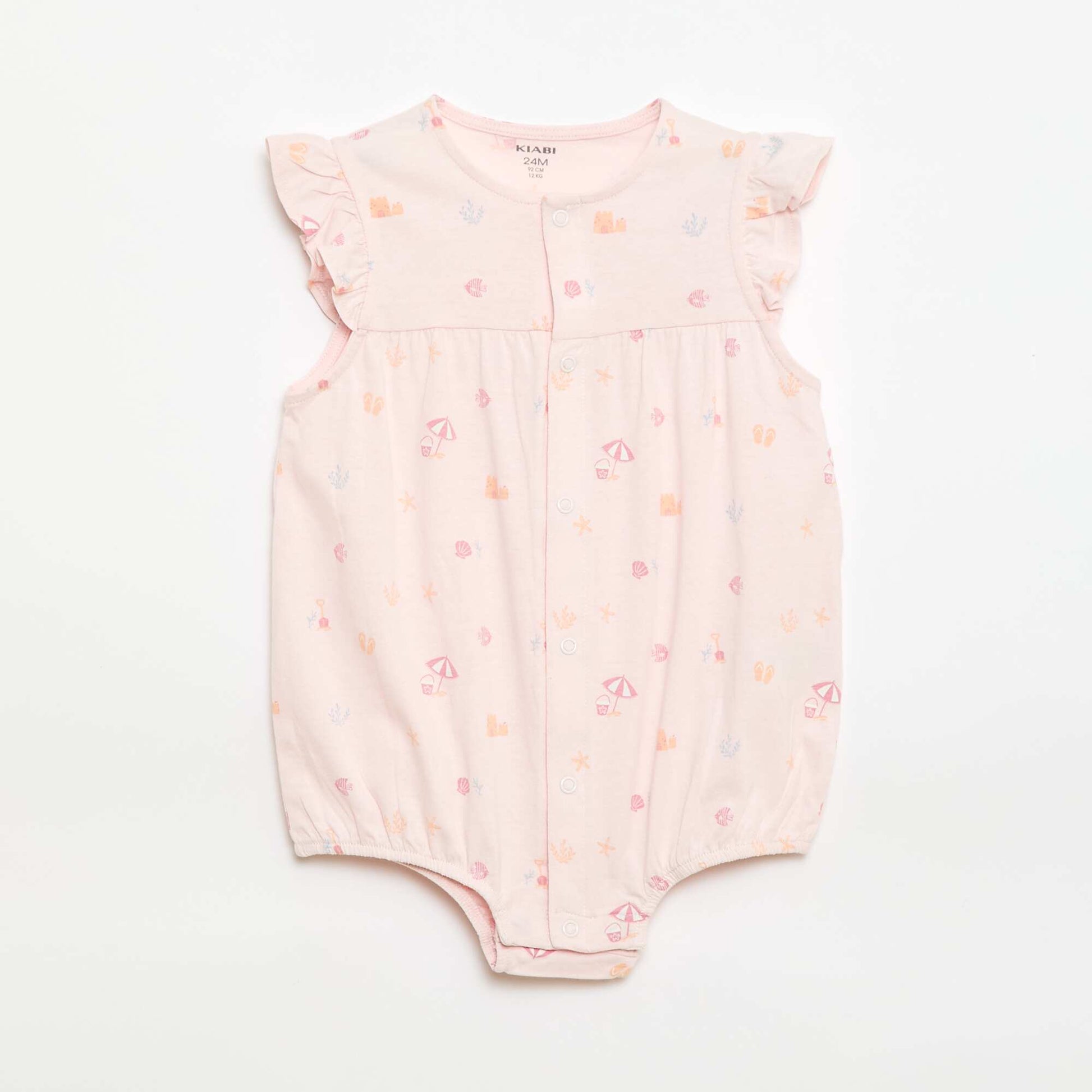 2-Pack Lightweight Sleepsuits with Ruffled Armholes PINK