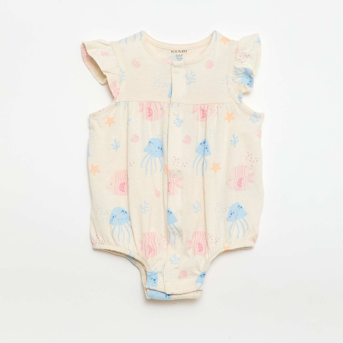 2-Pack Lightweight Sleepsuits with Ruffled Armholes BEIGE