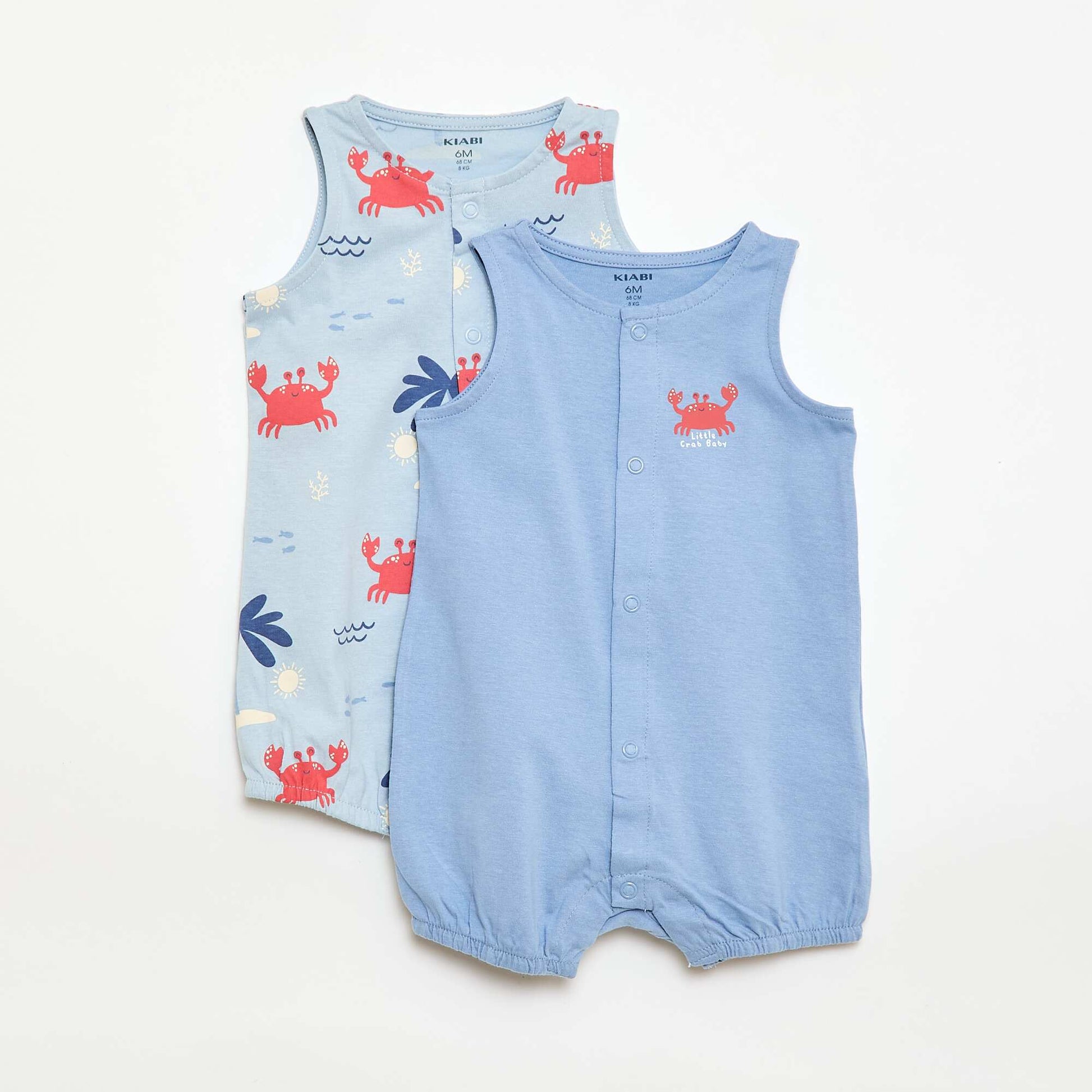 2-Pack Lightweight Sleepsuits with Snap Fastening BLUE