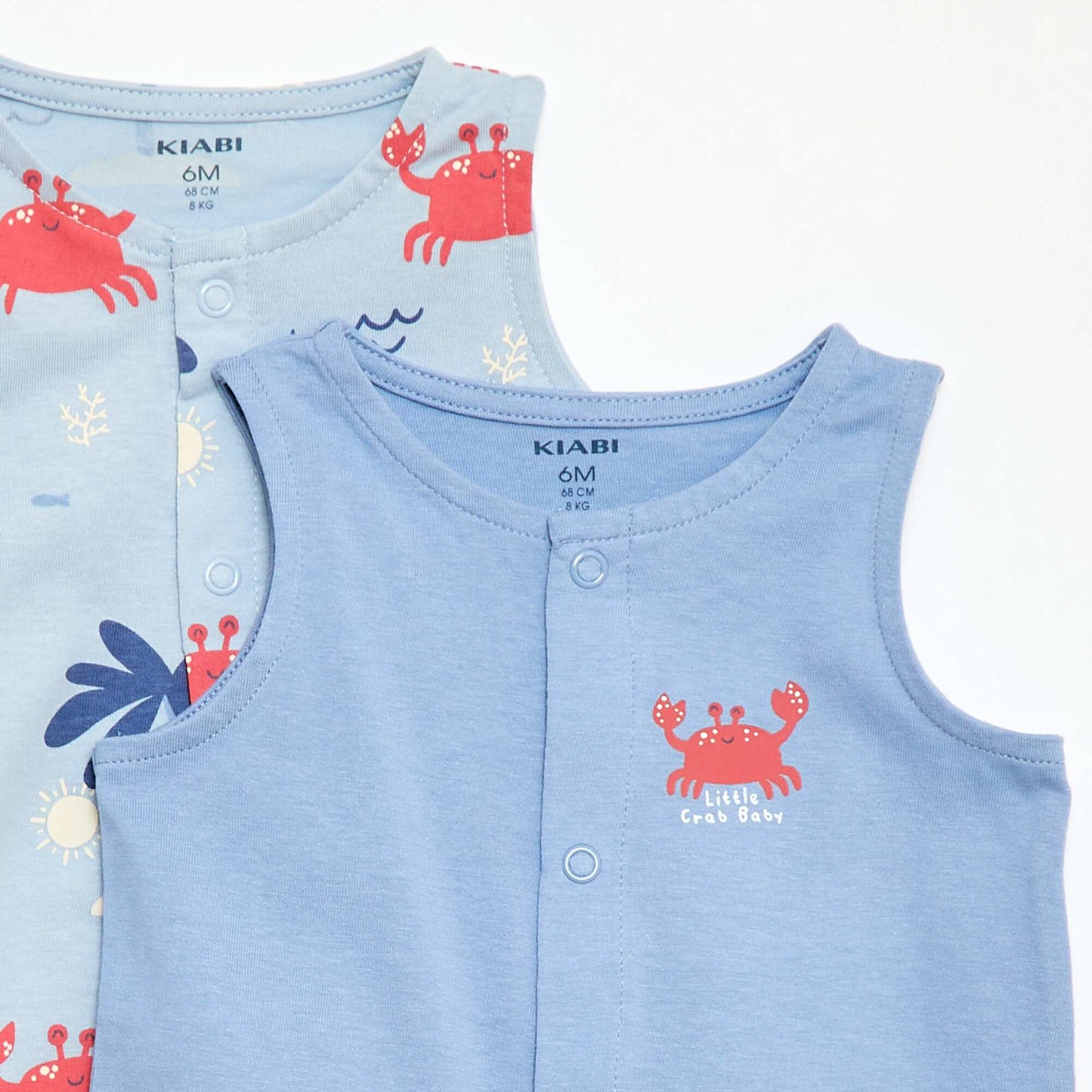 2-Pack Lightweight Sleepsuits with Snap Fastening BLUE