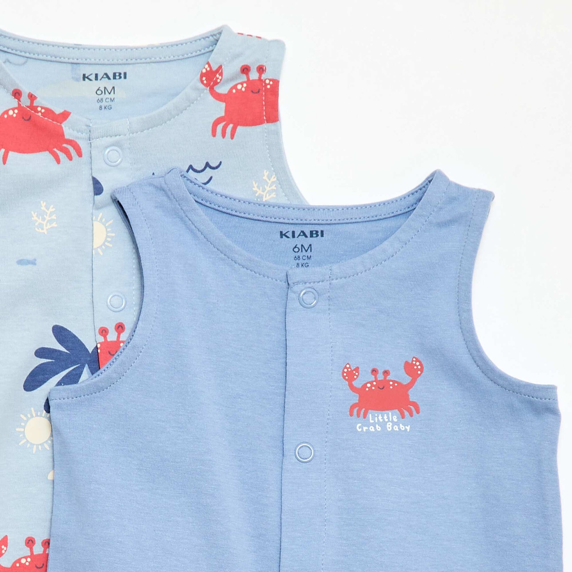 2-Pack Lightweight Sleepsuits with Snap Fastening BLUE
