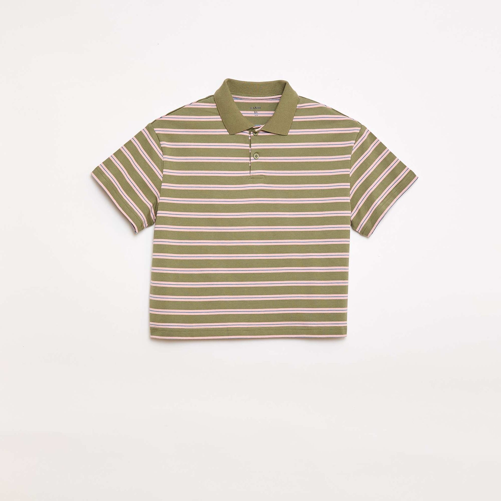 Striped Short-Sleeve Polo Shirt KHAKI