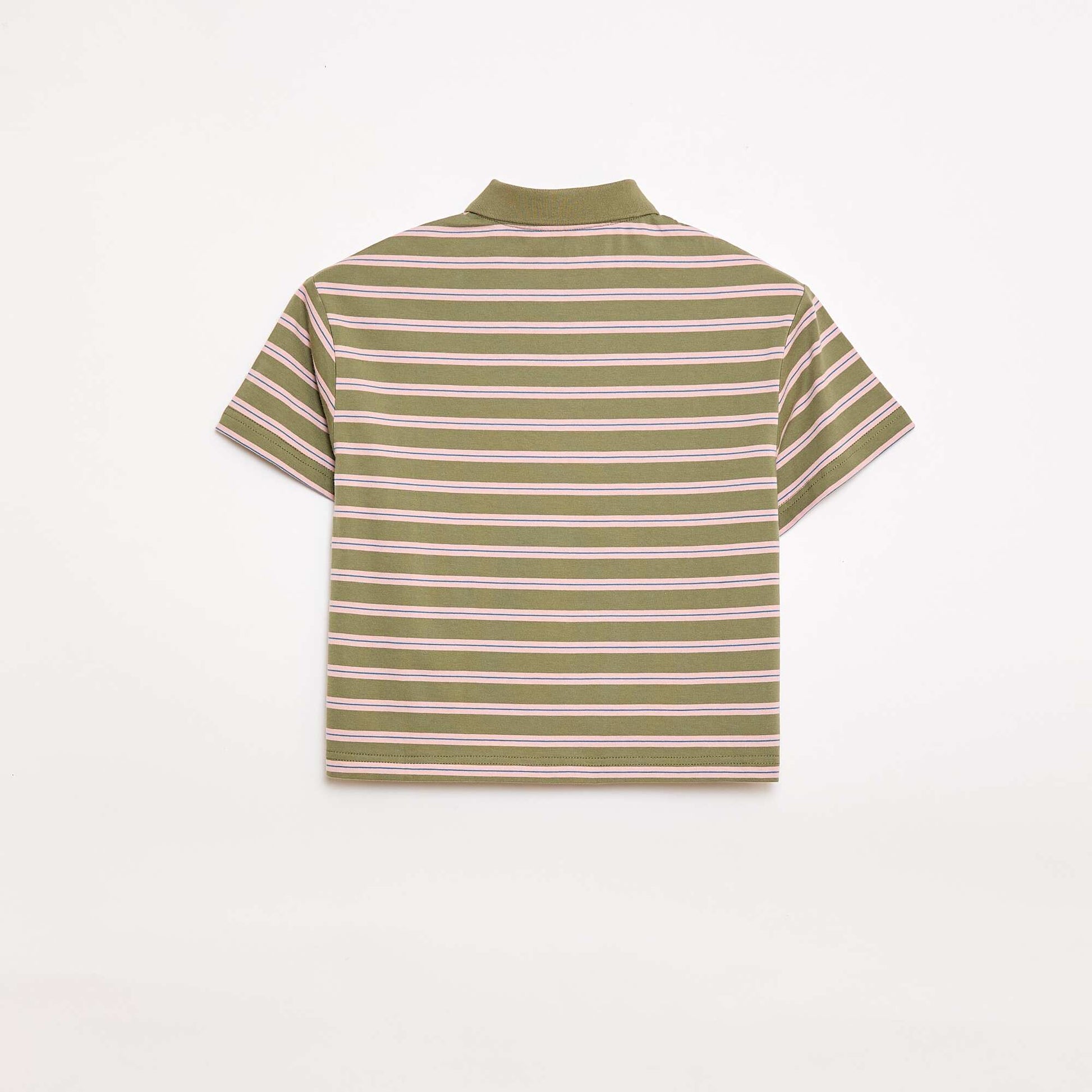 Striped Short-Sleeve Polo Shirt KHAKI
