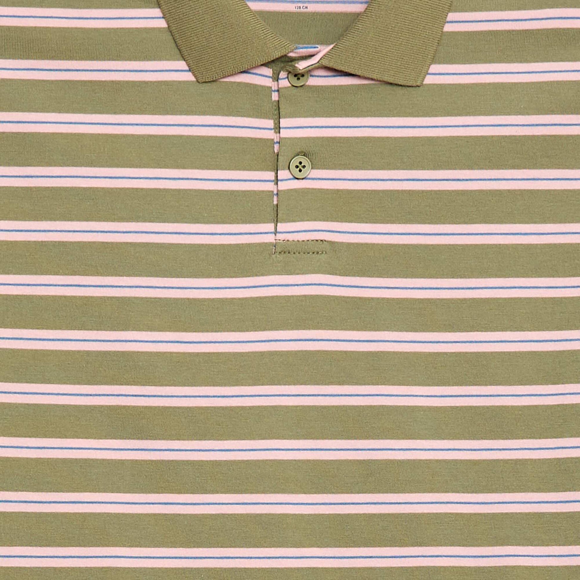 Striped Short-Sleeve Polo Shirt KHAKI