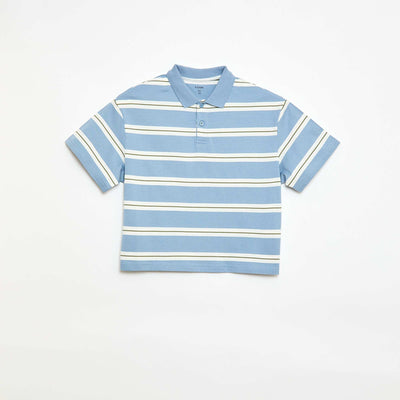 Striped Short-Sleeve Polo Shirt BLUE