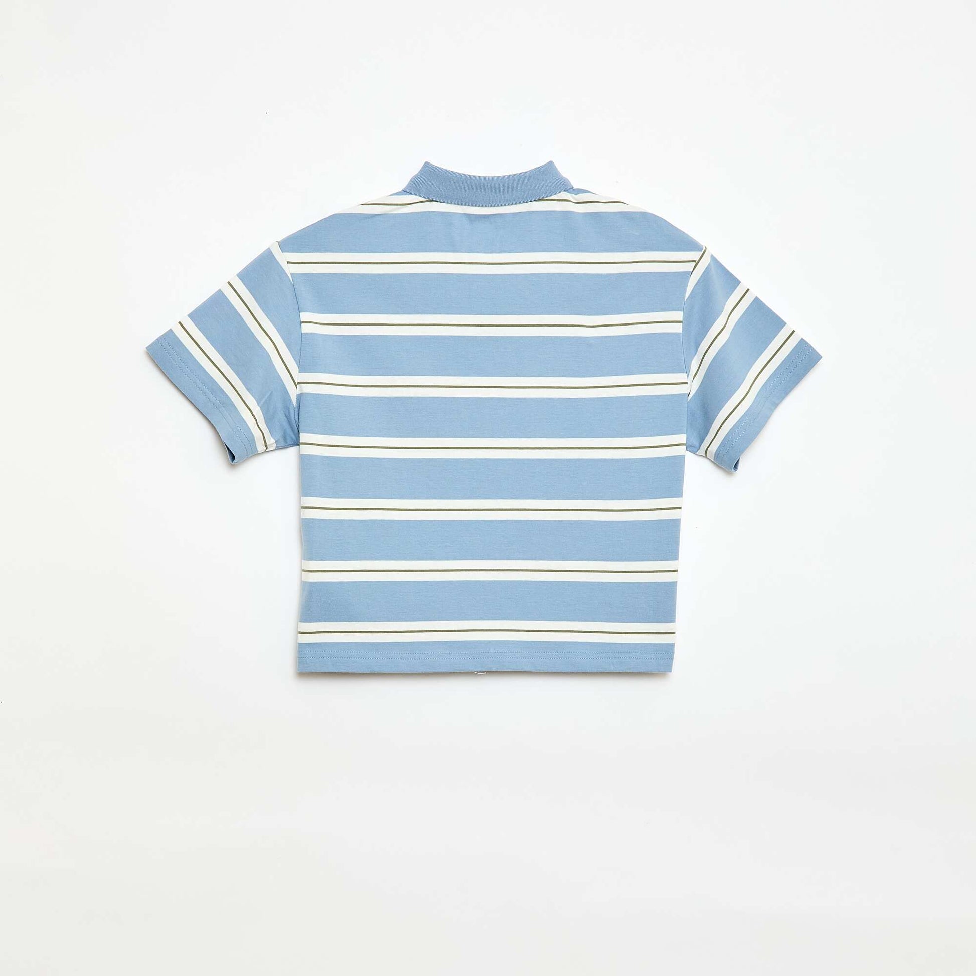 Striped Short-Sleeve Polo Shirt BLUE