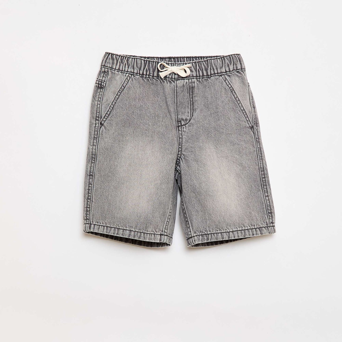 Elasticated Denim Shorts GREY