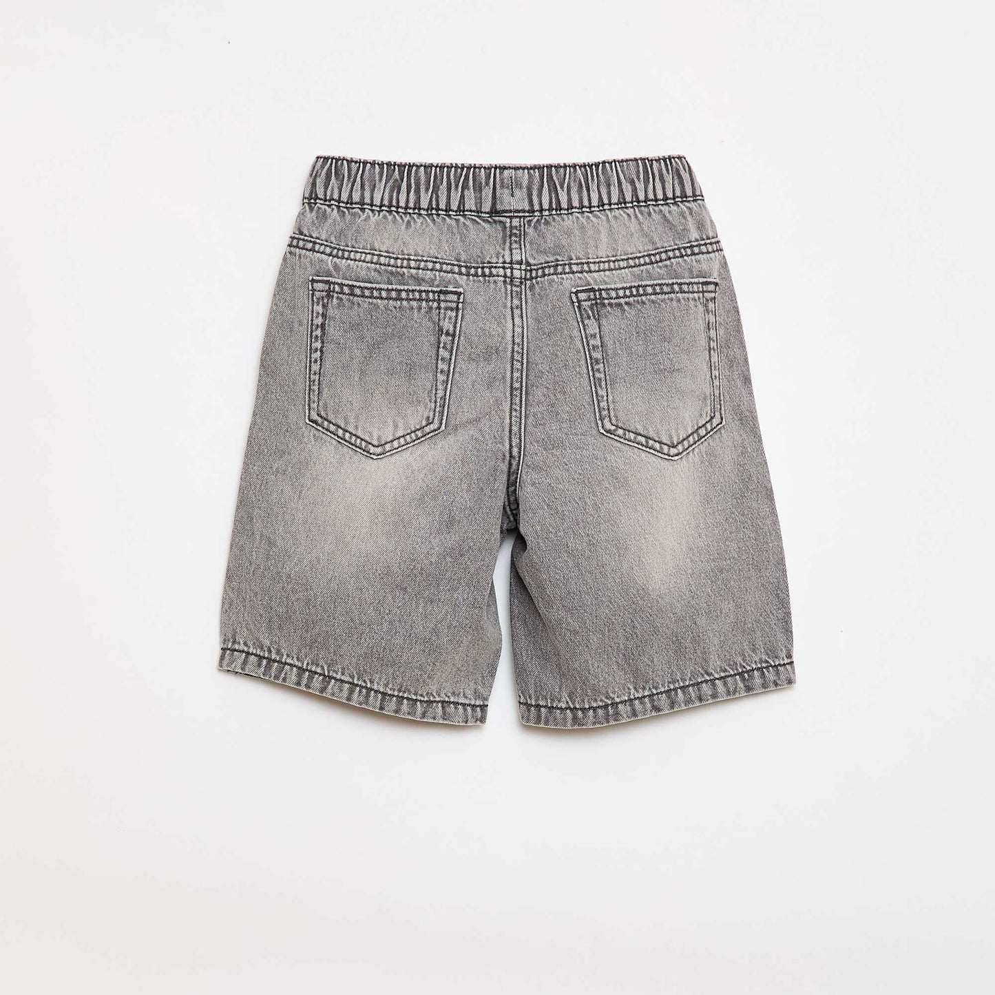 Elasticated Denim Shorts GREY