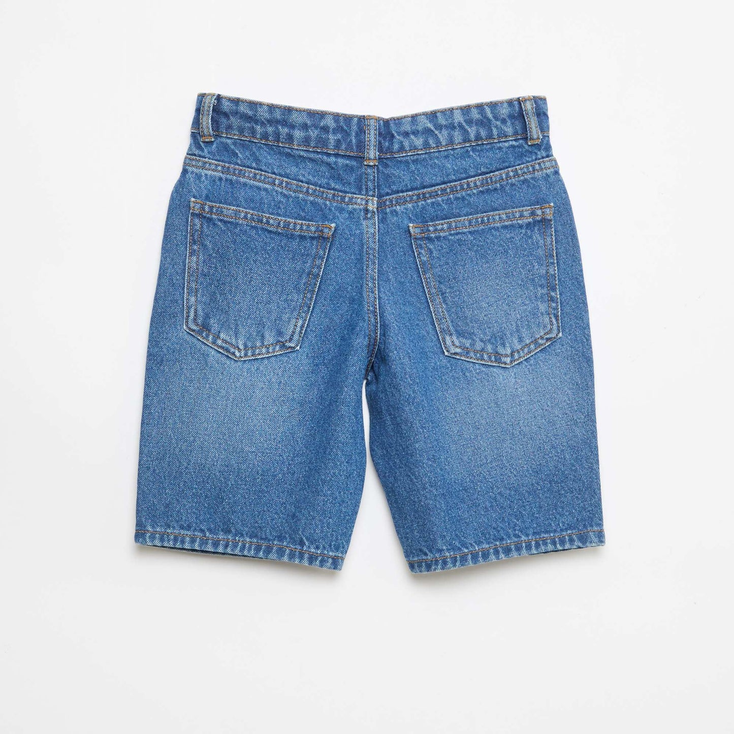 Slim Fit Stretch Cotton Denim Bermuda Shorts BLUE