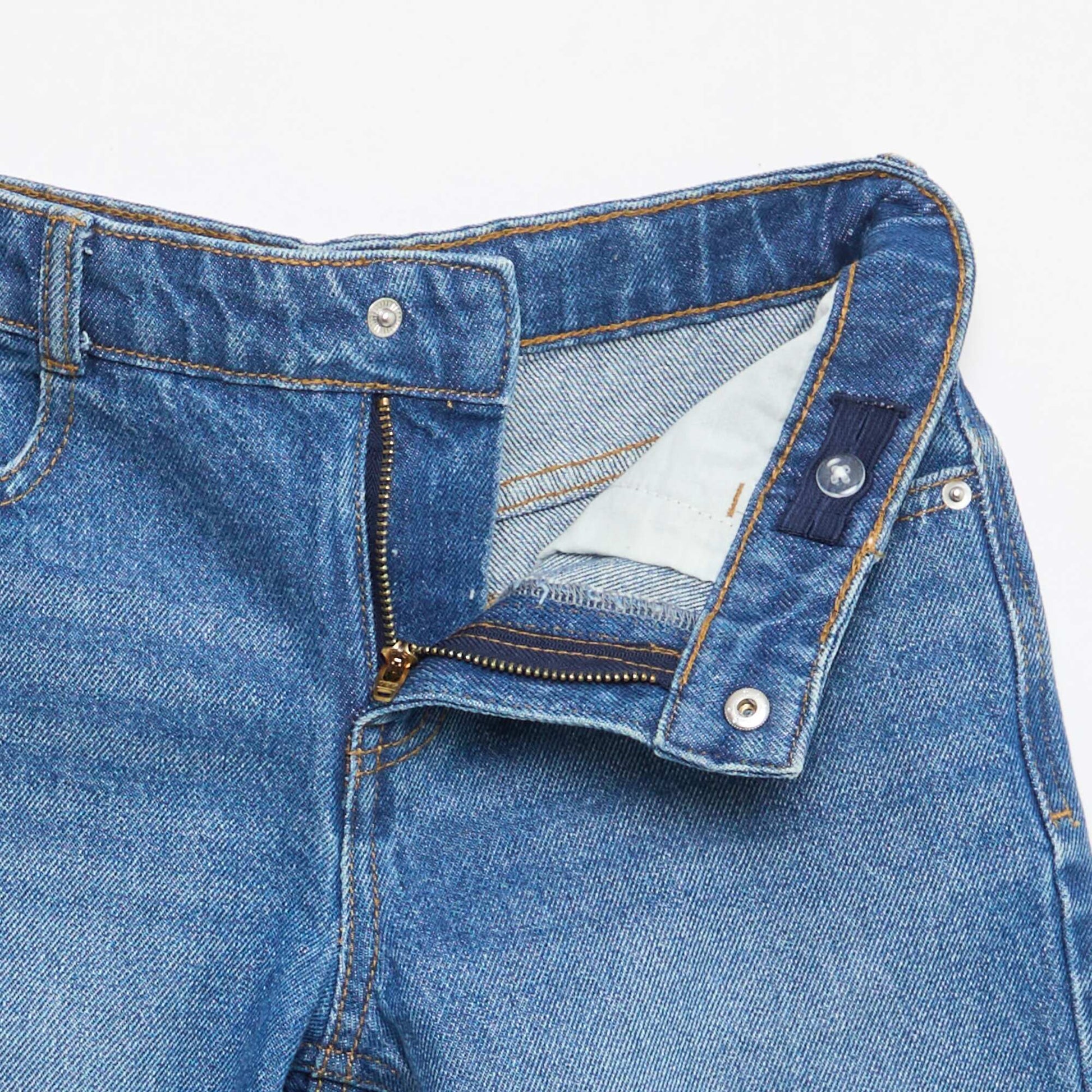 Slim Fit Stretch Cotton Denim Bermuda Shorts BLUE
