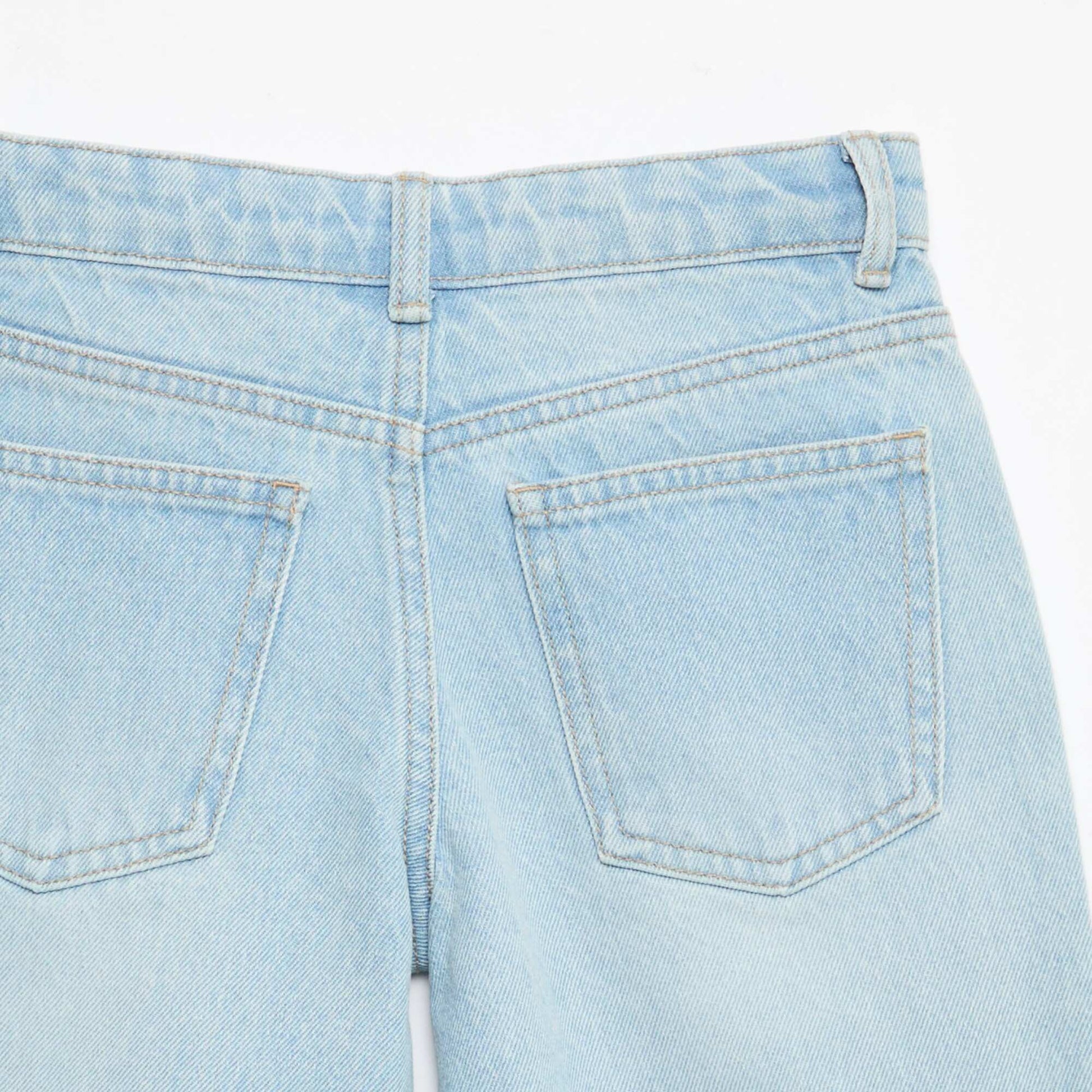 Slim Fit Stretch Cotton Denim Bermuda Shorts SKY BLUE