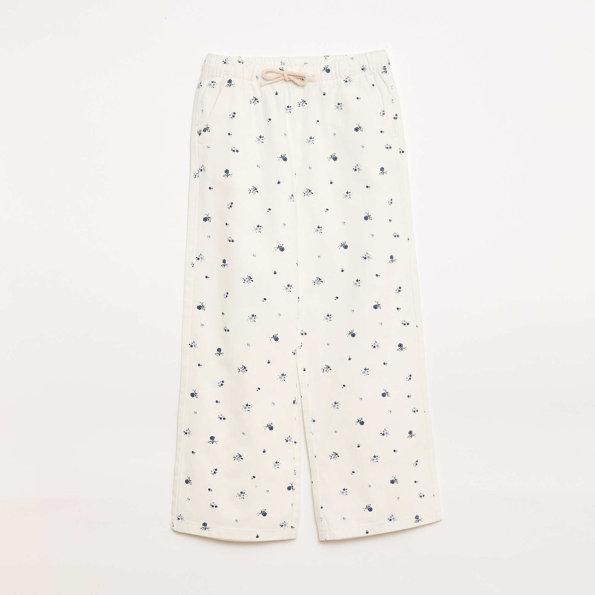 Twill trousers with drawstrings WHITE