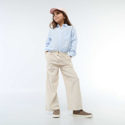 Wide-leg blended linen trousers WHITE