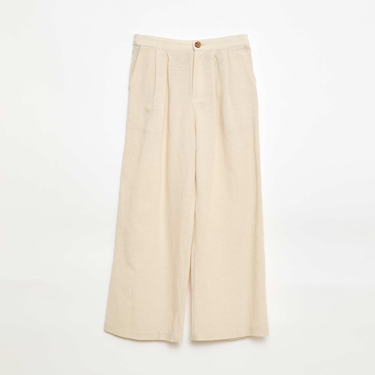 Wide-leg blended linen trousers WHITE