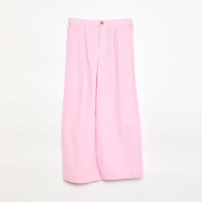Wide-leg blended linen trousers PINK
