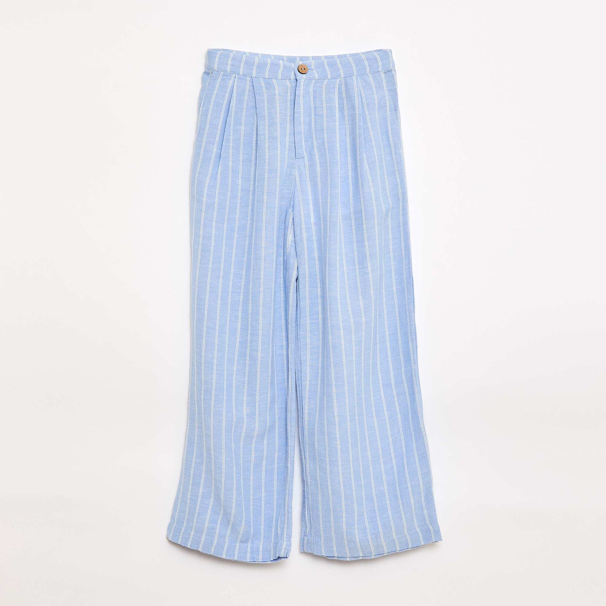 Wide-leg blended linen trousers BLUE