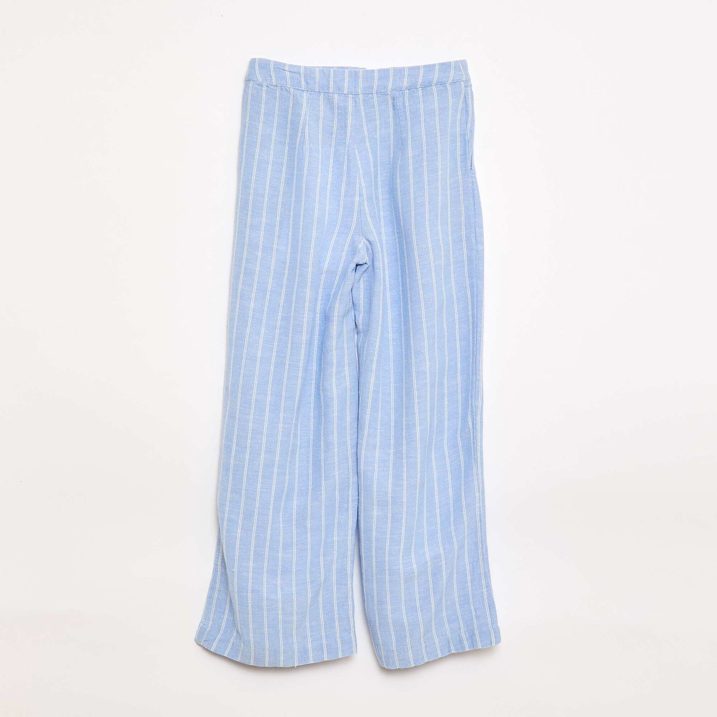Wide-leg blended linen trousers BLUE