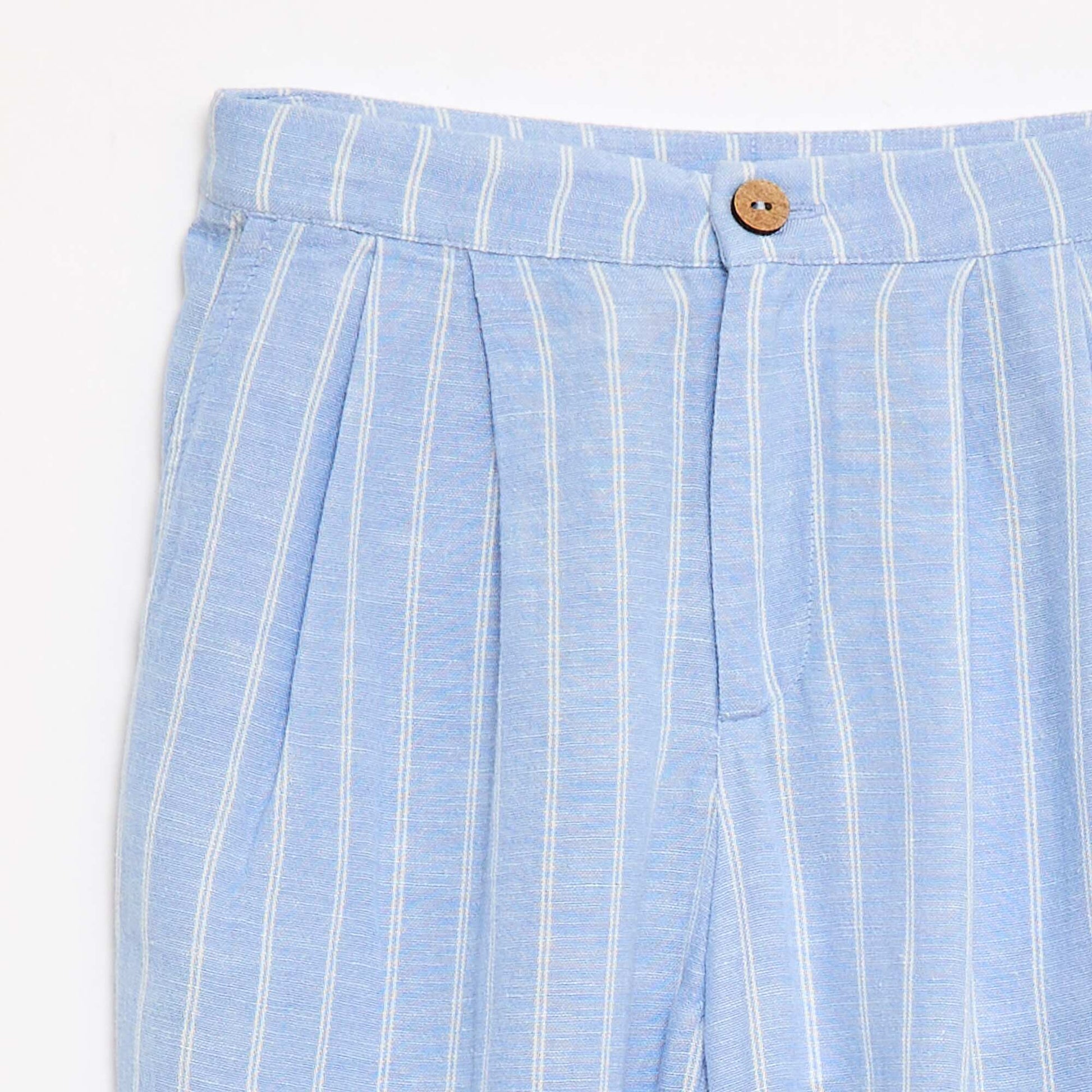 Wide-leg blended linen trousers BLUE