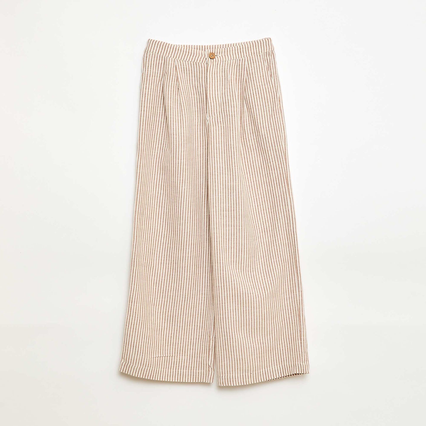 Wide-leg blended linen trousers BEIGE