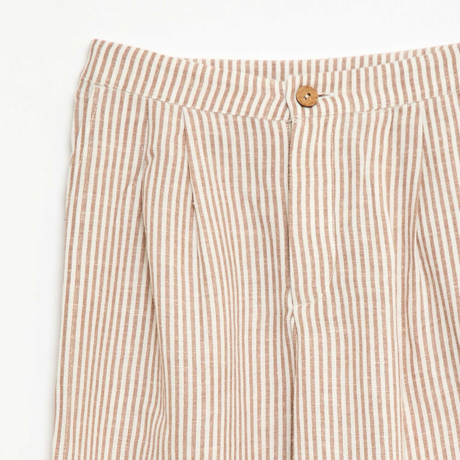 Wide-leg blended linen trousers BEIGE