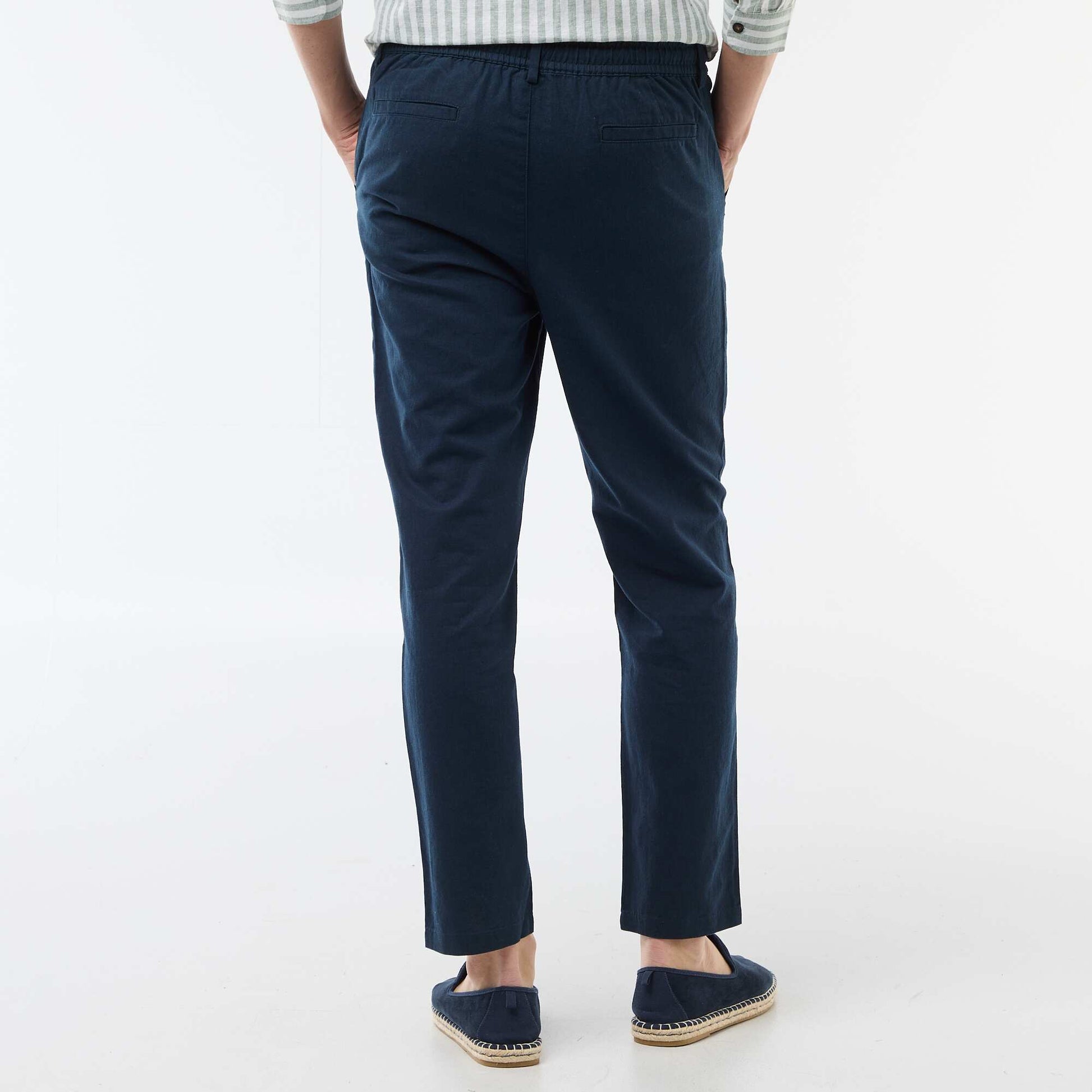 Regular Fit Linen Blend Chino Trousers BLUE