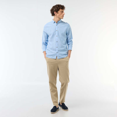 Regular Fit Linen Blend Chino Trousers BEIGE