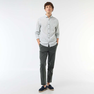Regular Fit Linen Blend Chino Trousers GREEN