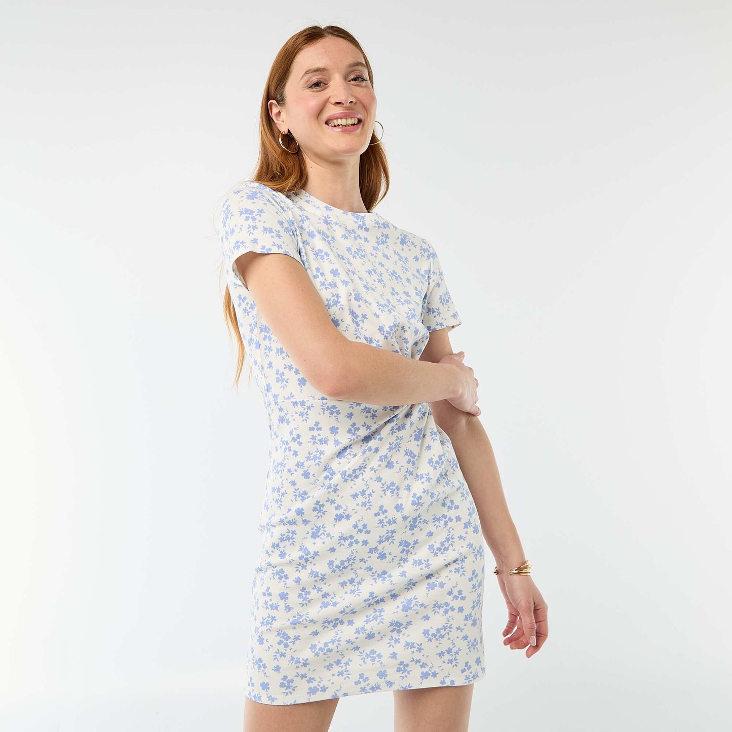 Short T-shirt Dress with Decorative Knot BEIGE