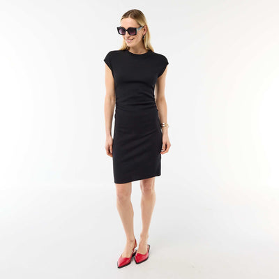 Sleeveless Ribbed Knit Mini Dress BLACK