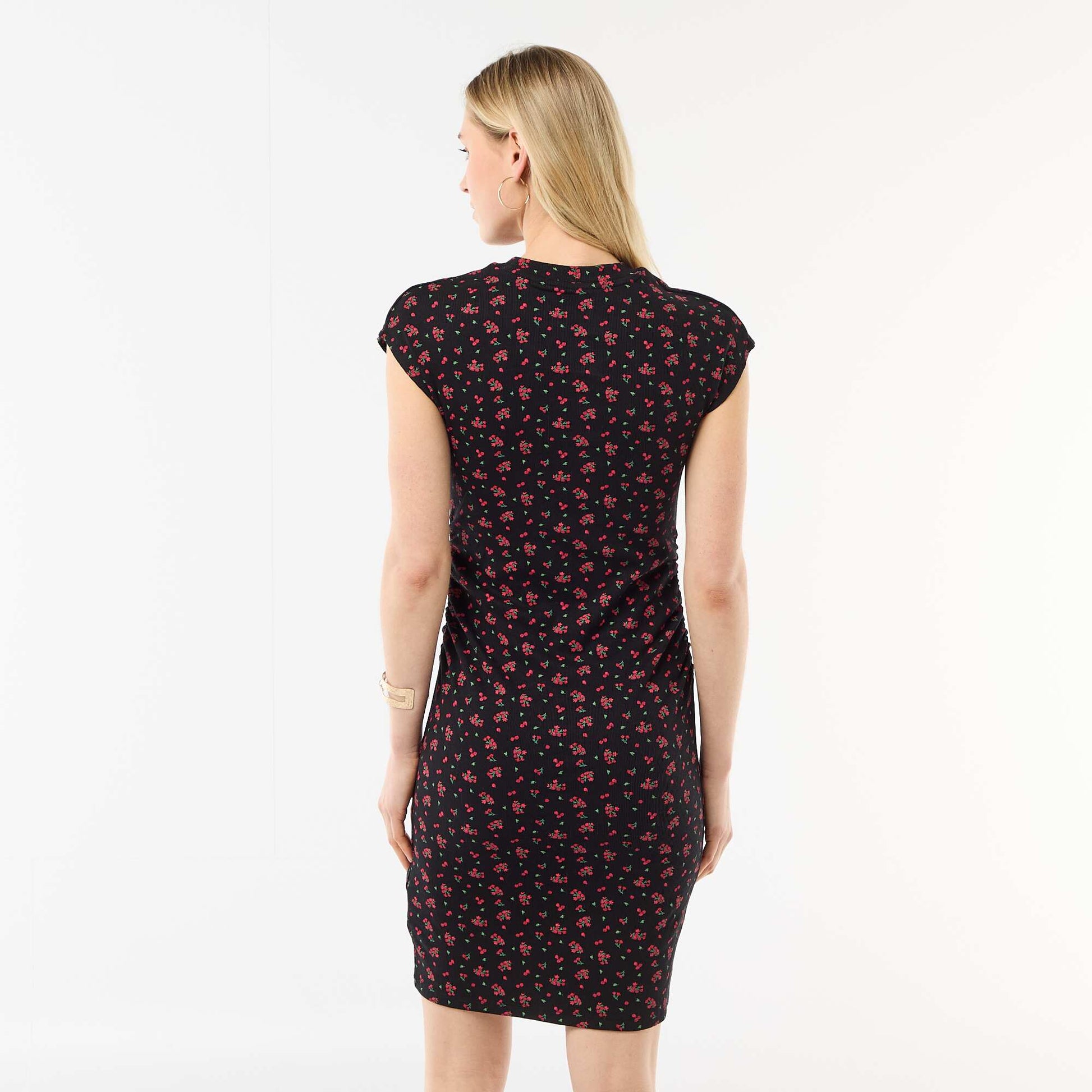 Sleeveless Ribbed Knit Mini Dress BLACK
