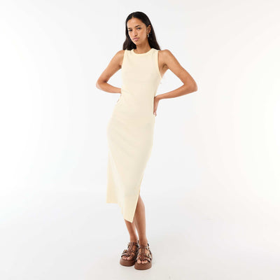 Sleeveless Ribbed Midi Dress YELLOW