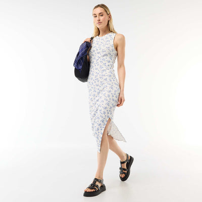 Sleeveless Ribbed Midi Dress BEIGE