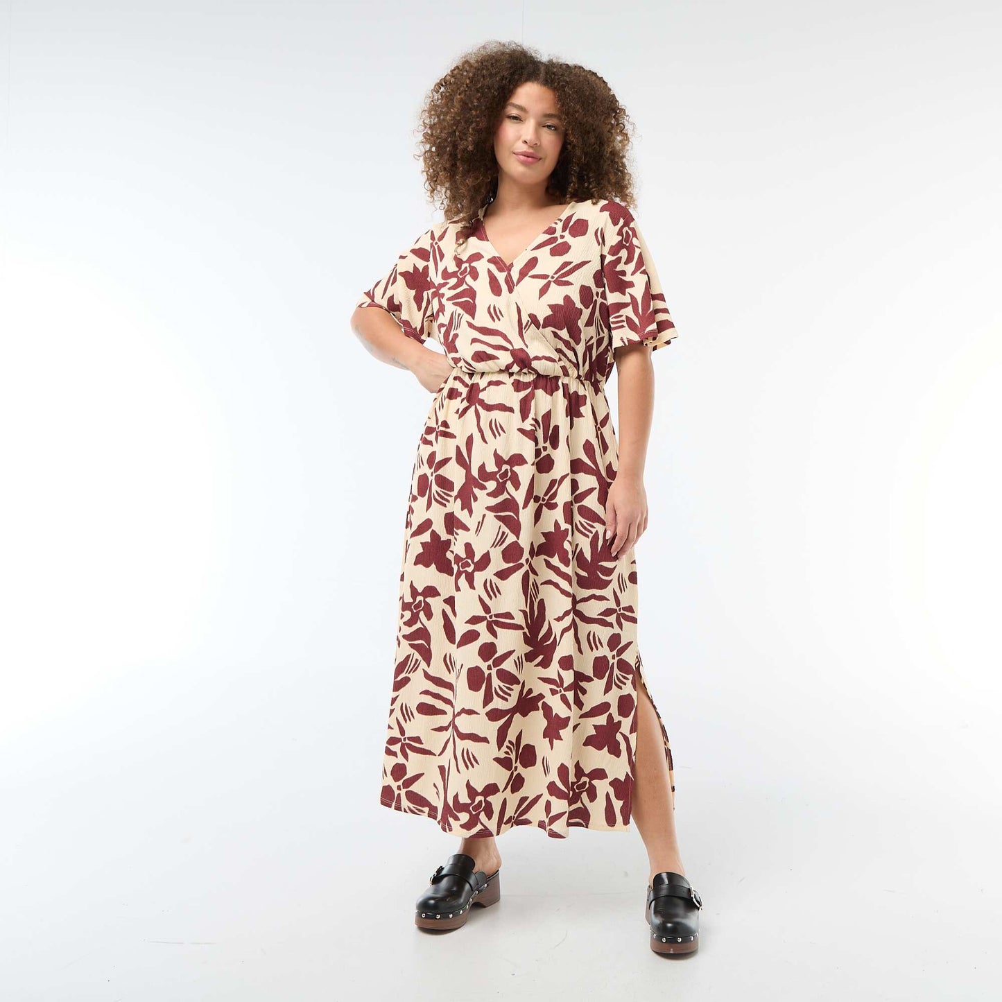 Long Wrap Dress BEIGE