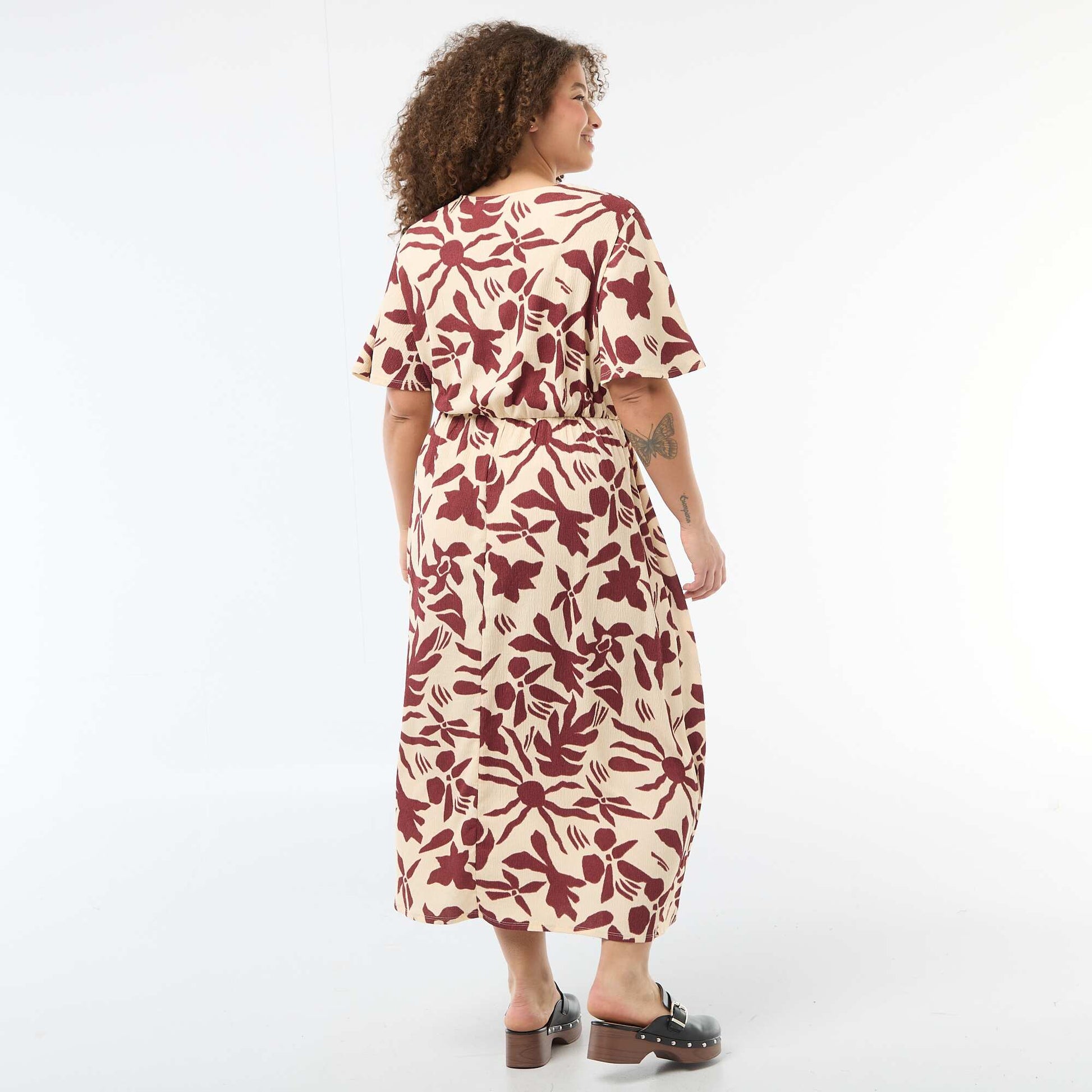 Long Wrap Dress BEIGE