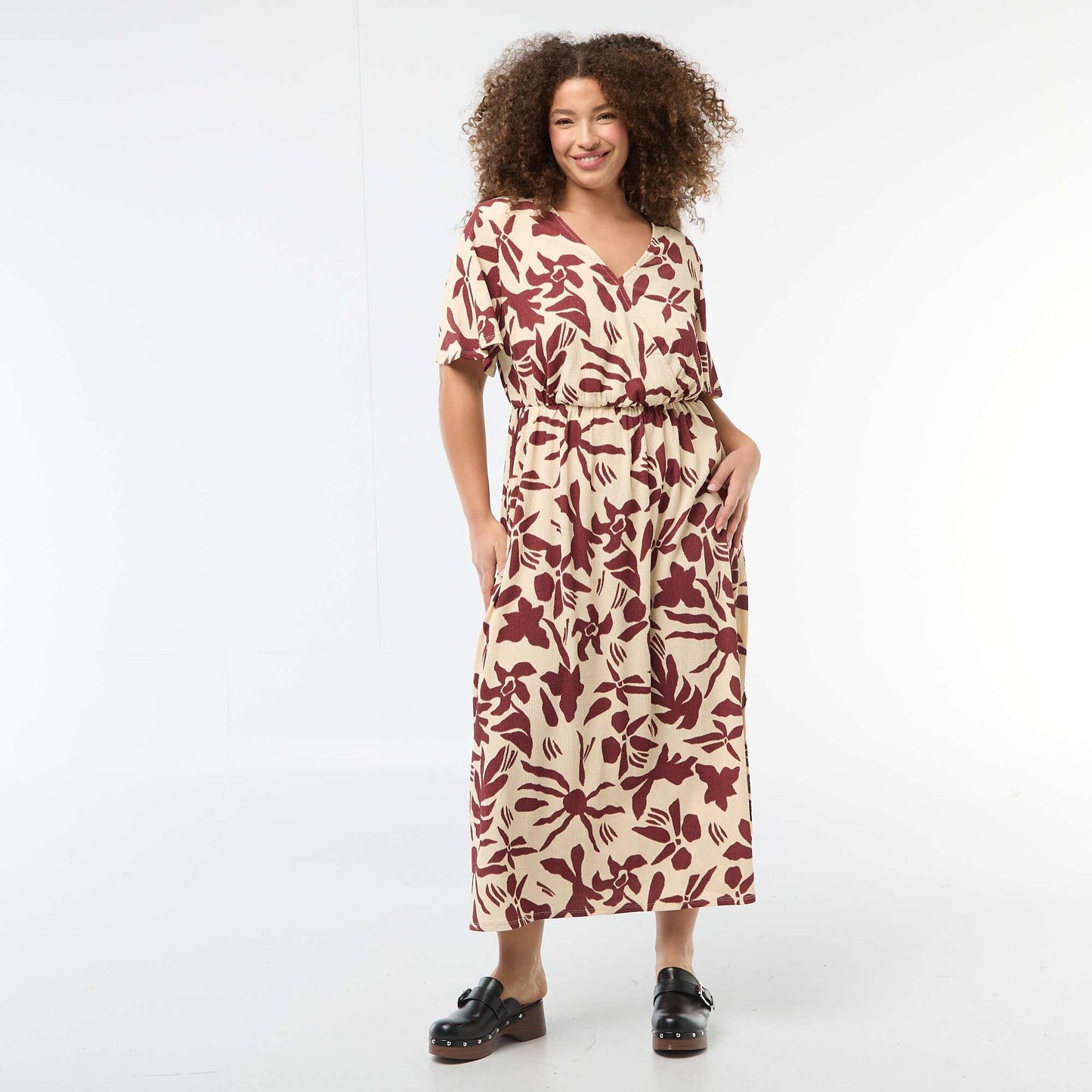 Long Wrap Dress BEIGE