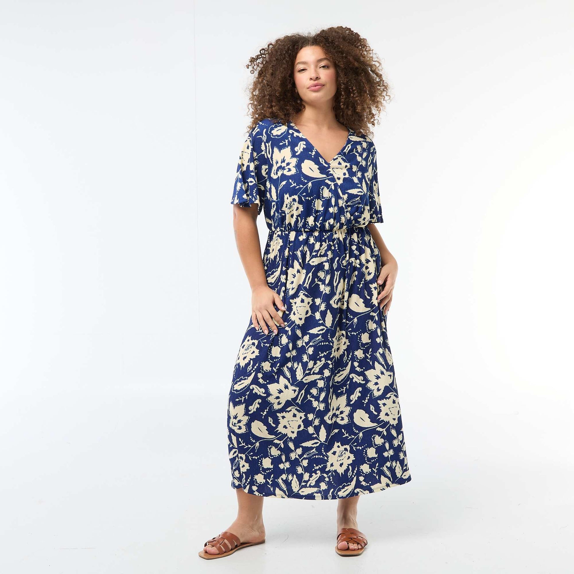 Long Wrap Dress BLUE