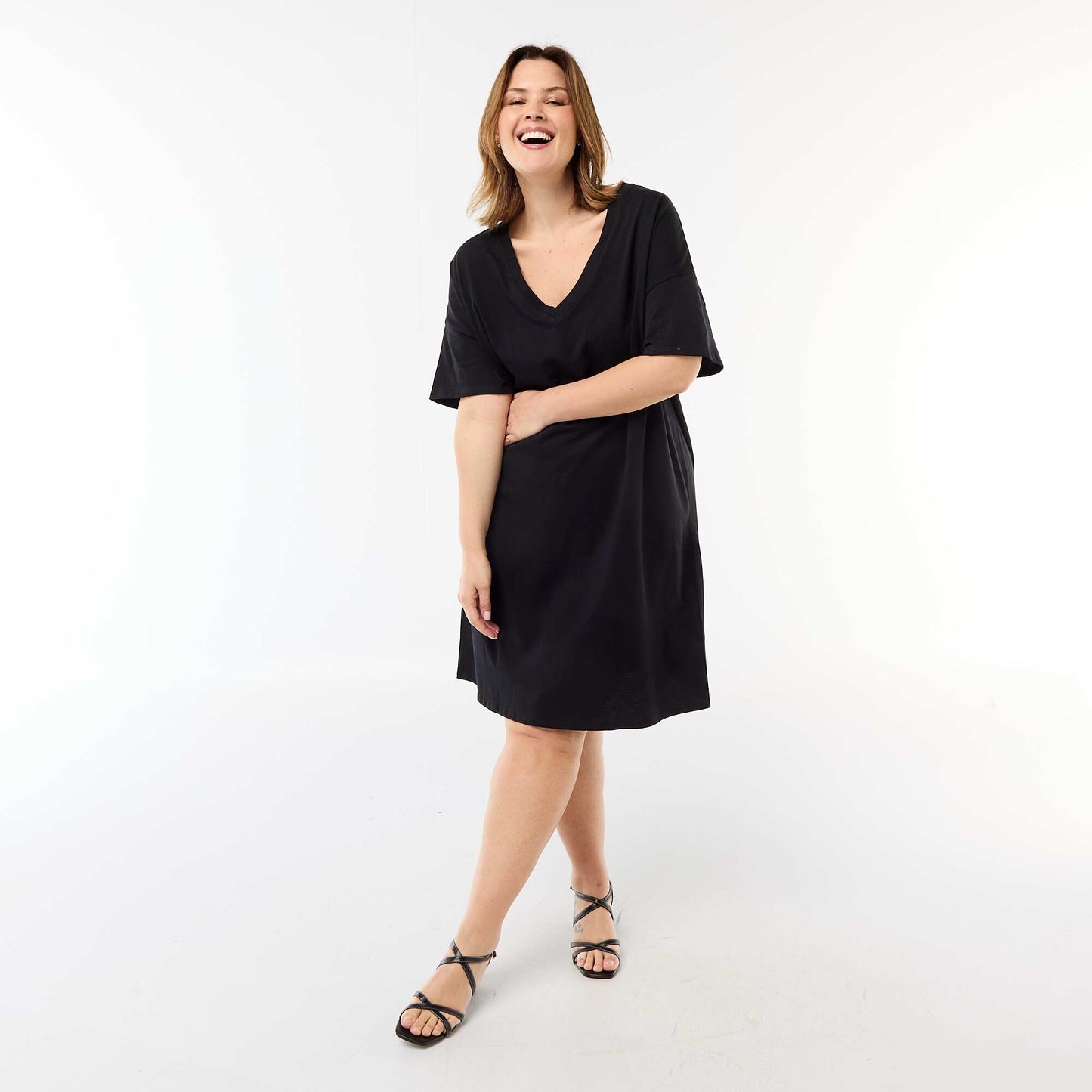 Short Sleeve T-Shirt Dress BLACK