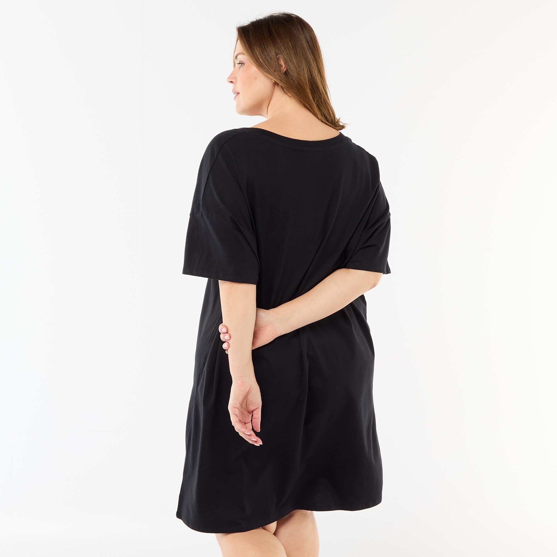 Short Sleeve T-Shirt Dress BLACK