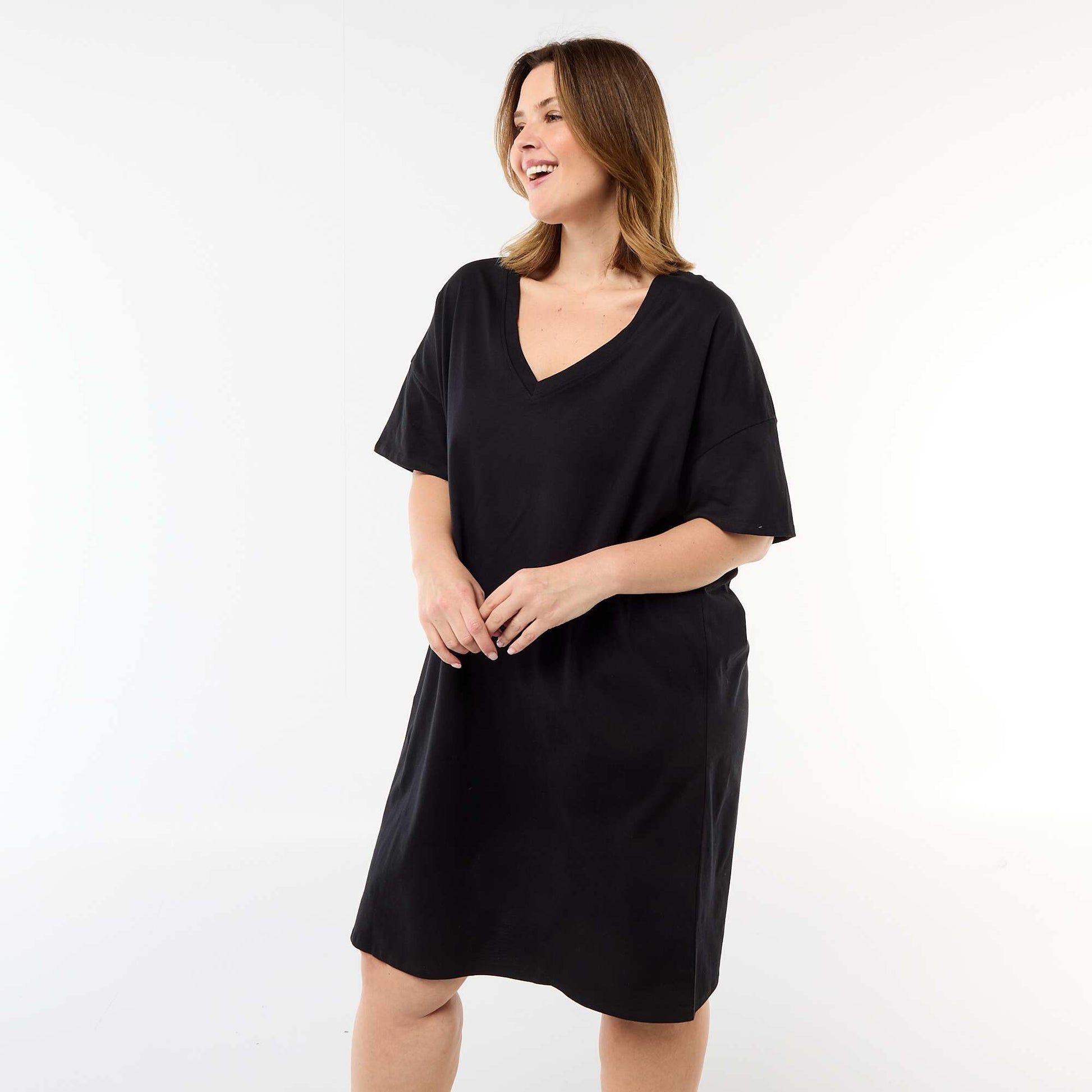 Short Sleeve T-Shirt Dress BLACK